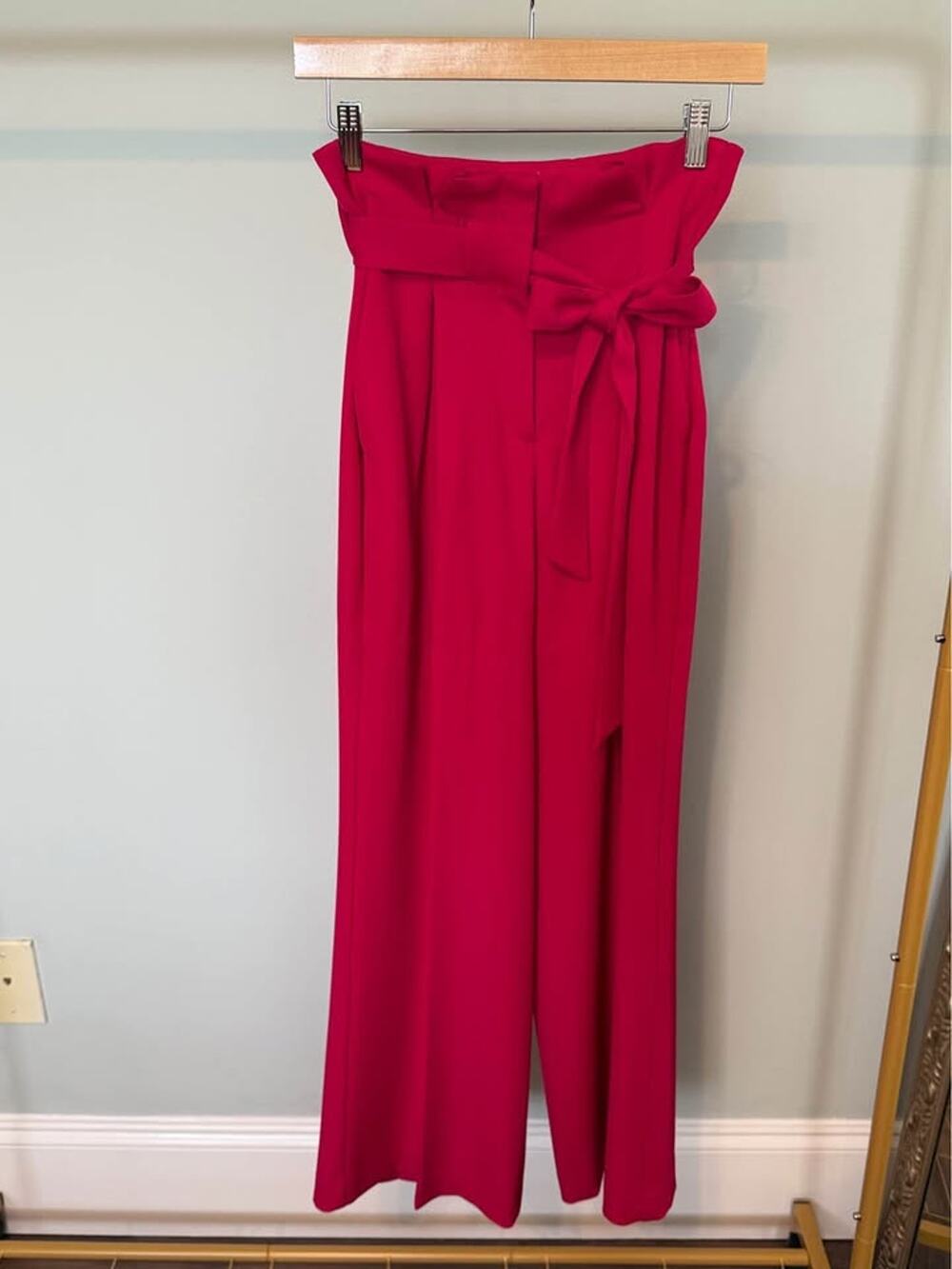 Magenta Express High Waisted Wide Leg Belted Pants